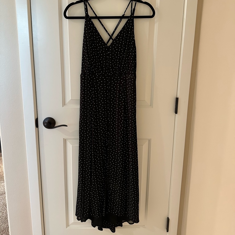 Lucky Brand Black Polka Dot Dress - Size Large